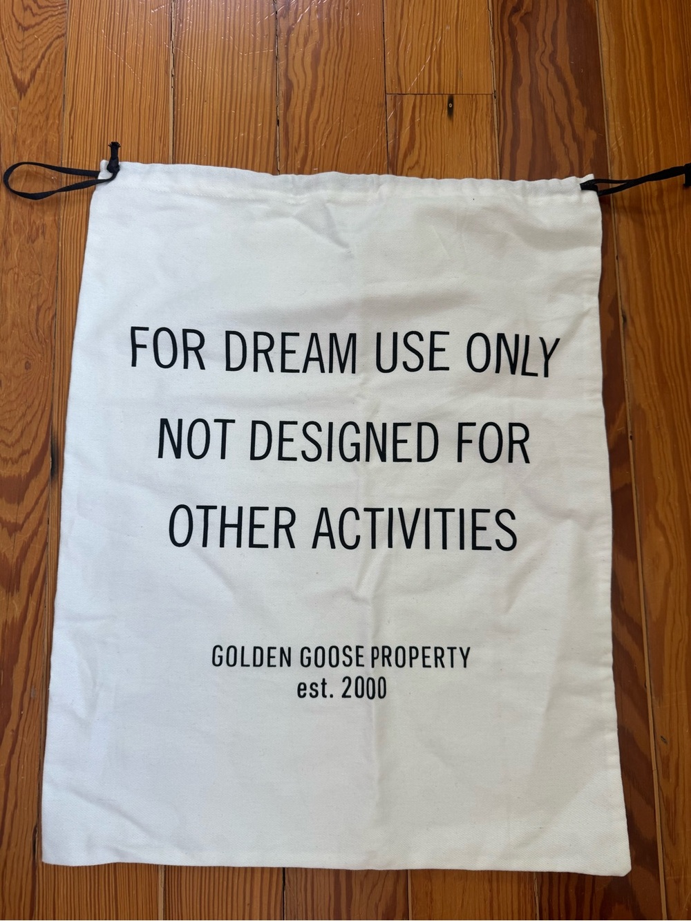 Golden Goose White Canvas Drawstring Dust Bag - 'For Dream Use Only'